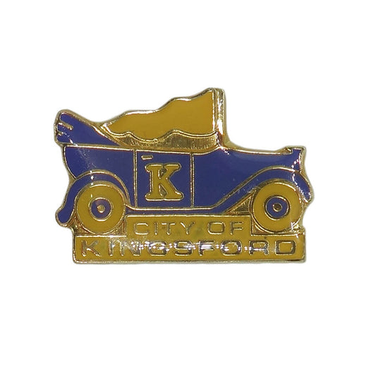 アンティークカー 自動車 ピンズ City of Kingsford 留め具付き レトロ ピンバッジ