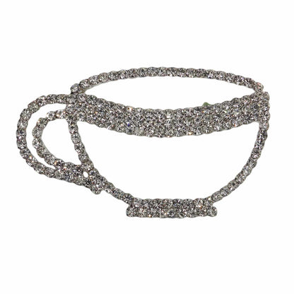 コーヒーカップ ラインストーン ブローチ