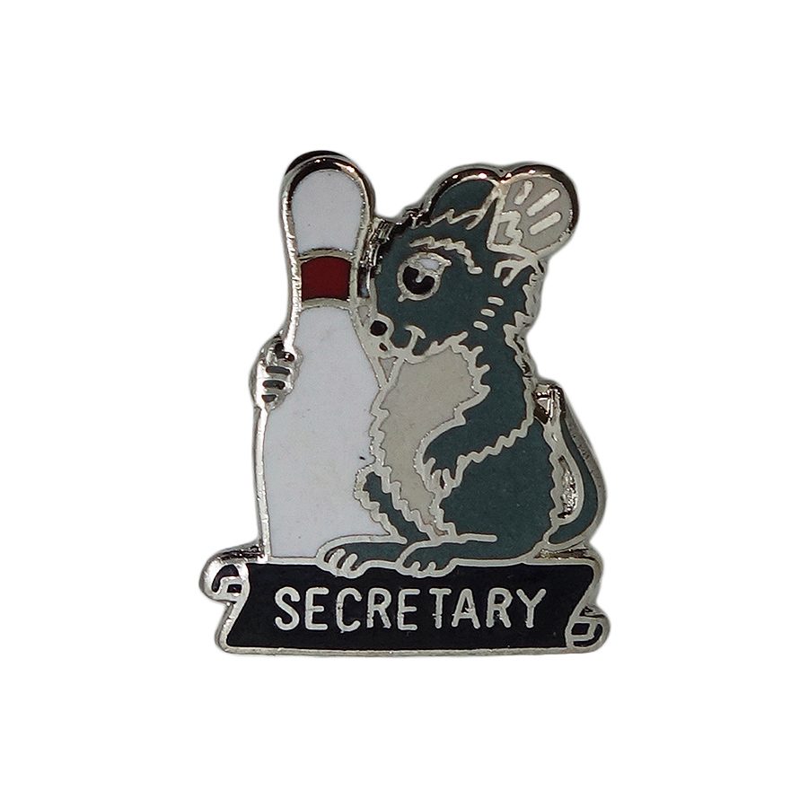 SECRETARY ボウリングピンを持ったネズミ ピンバッジ ブローチ MAFCO