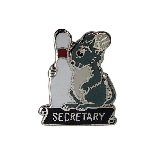SECRETARY ボウリングピンを持ったネズミ ピンバッジ ブローチ MAFCO