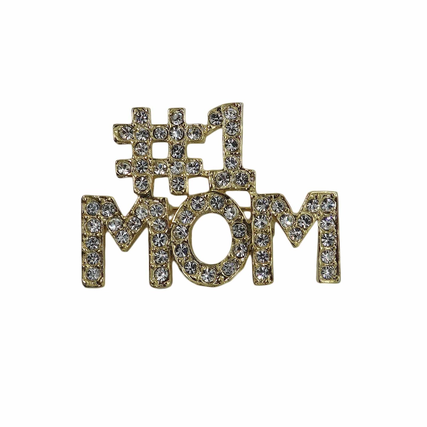 #1 MOM ラインストーン ブローチ