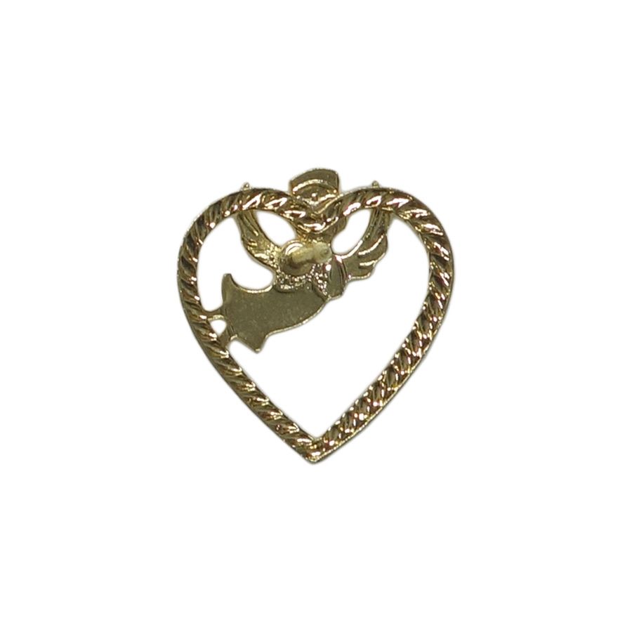 天使 ピンズ ハート エンジェル 金色 留め具付き ピンバッチ