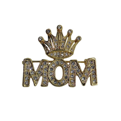 MOM 王冠 ラインストーン ブローチ