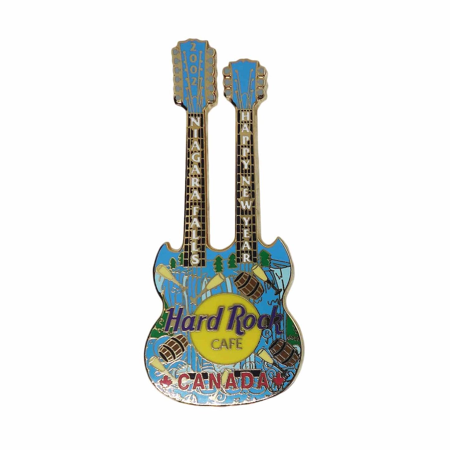 Hard Rock CAFE ダブルネックギター ピンズ ハードロックカフェ 留め具付き