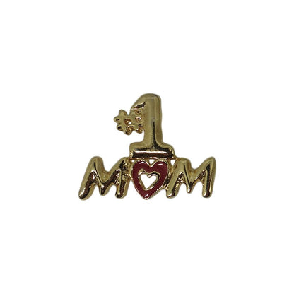 #1 MOM ピンズ ハート 留め具付き