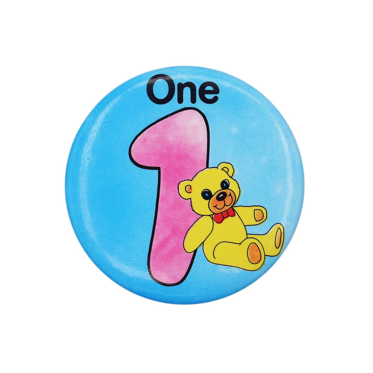 One テディベア 缶バッジ バッチ 1歳 誕生日
