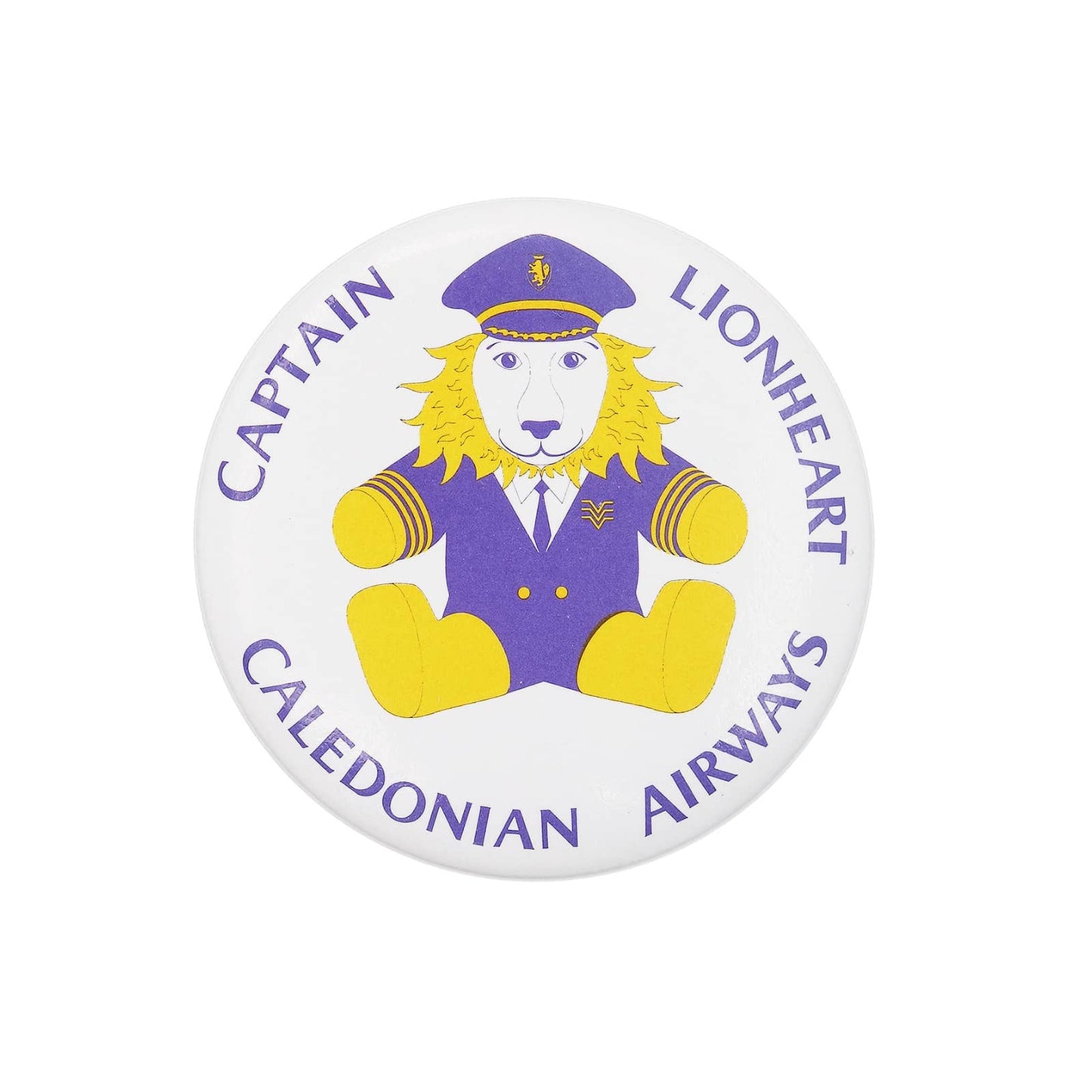 カレドニアン航空 缶バッジ バッチ CAPTAIN LIONHEART ライオンの機長
