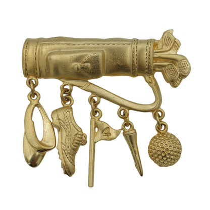 JJ ゴルフセット ブローチ 金色 JONETTE JEWELRY