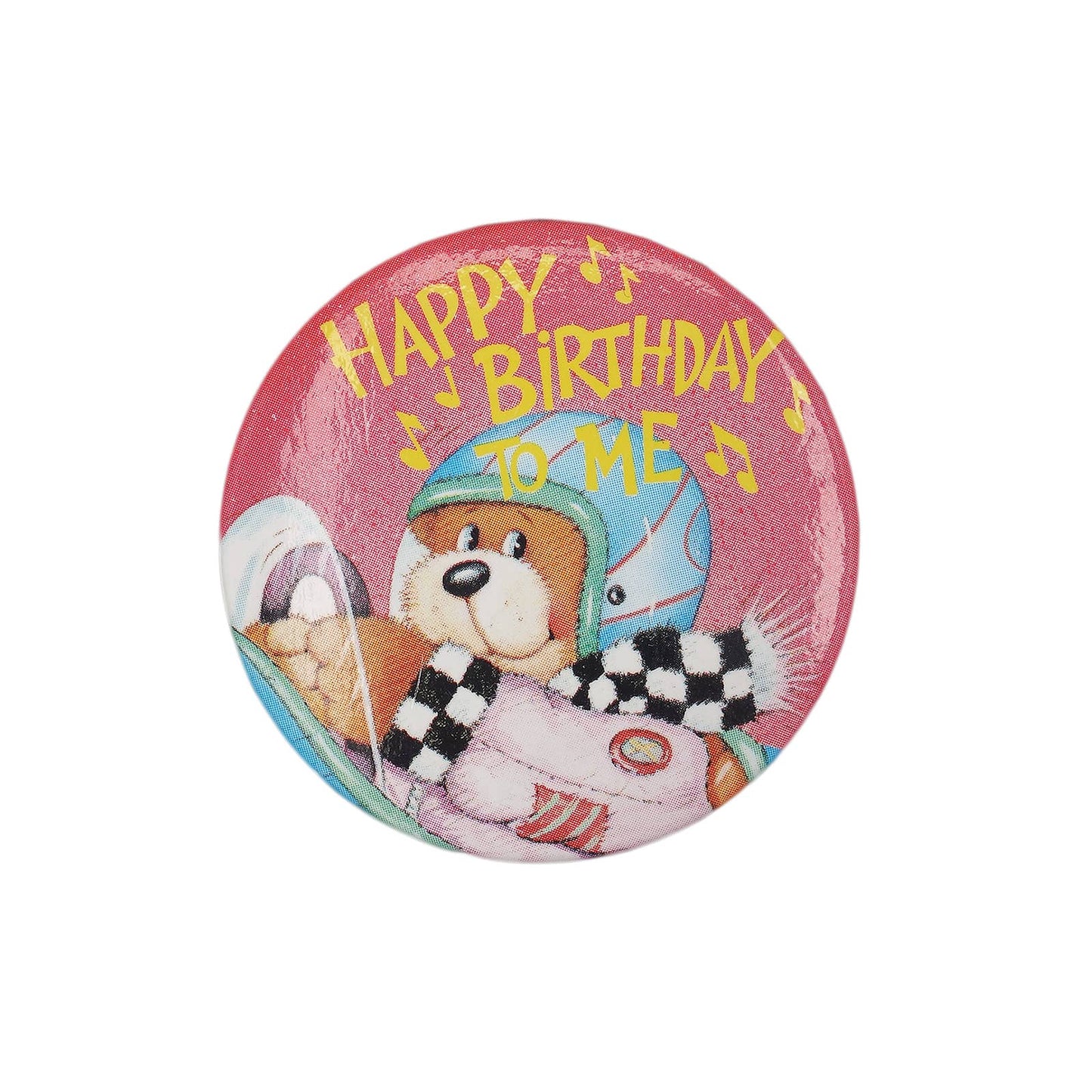 HAPPY BIRTHDAY TO ME 缶バッジ バッチ 誕生日 クマのレーシングドライバー