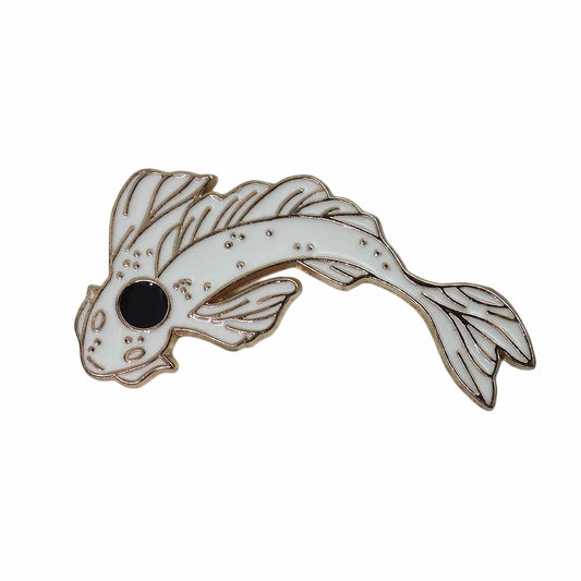 鯉 ピンズ 魚 白 留め具付き