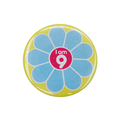 I am 9 花 缶バッジ バッチ 9歳 誕生日