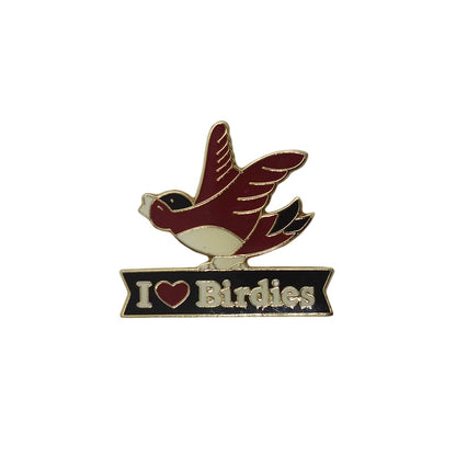 I Love Birdies ピンズ 鳥 留め具付き