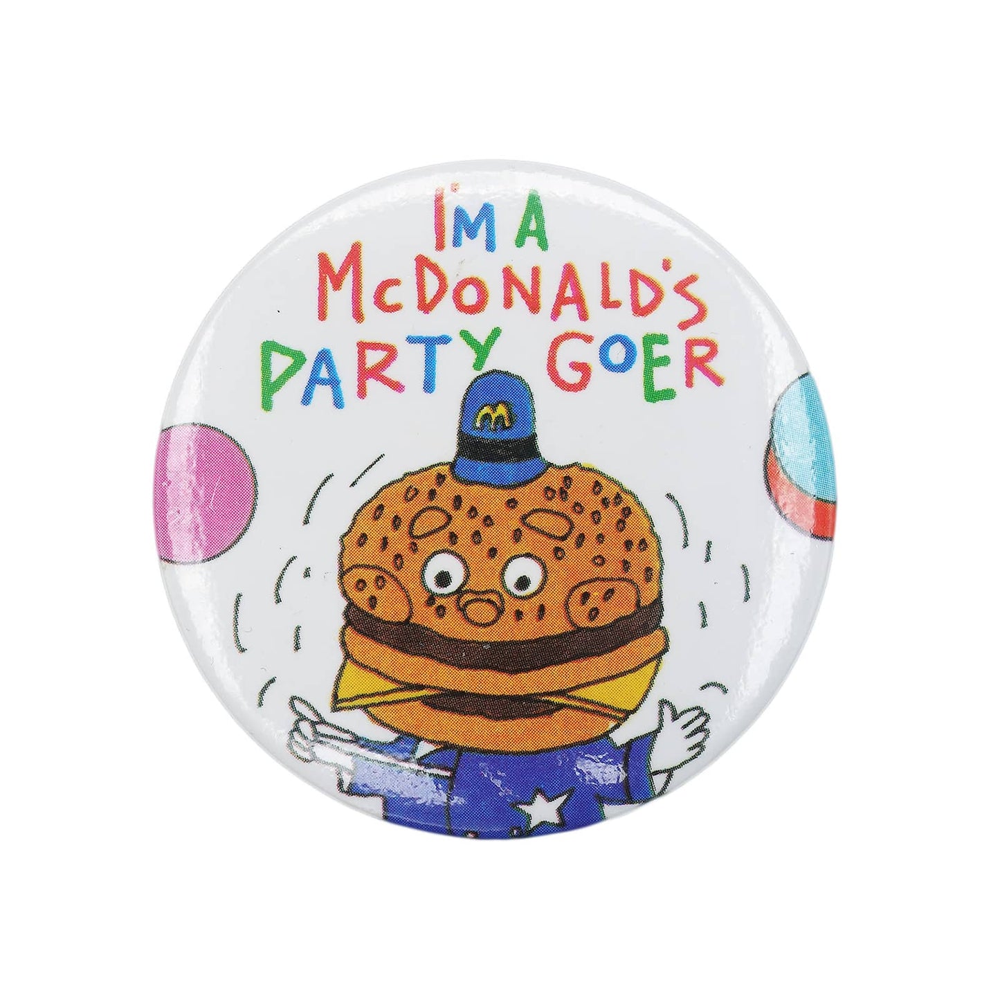I'M A McDONALD'S PARTY GOER ビッグマックポリス 缶バッジ マクドナルド