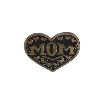 MOM ハート ピンズ 留め具付き