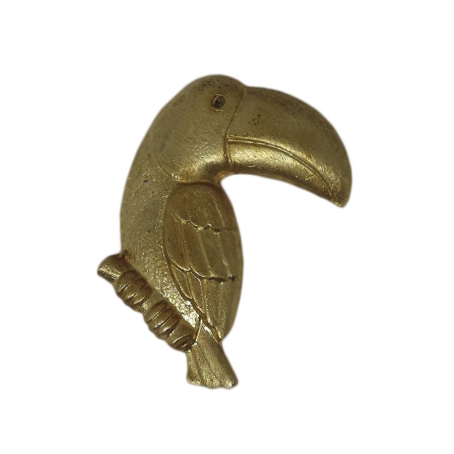 オオハシ 鳥 ピンズ 金色 留め具付き