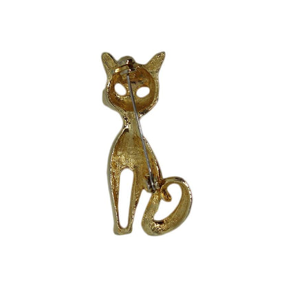 猫 ビンテージ ブローチ 動物 金色