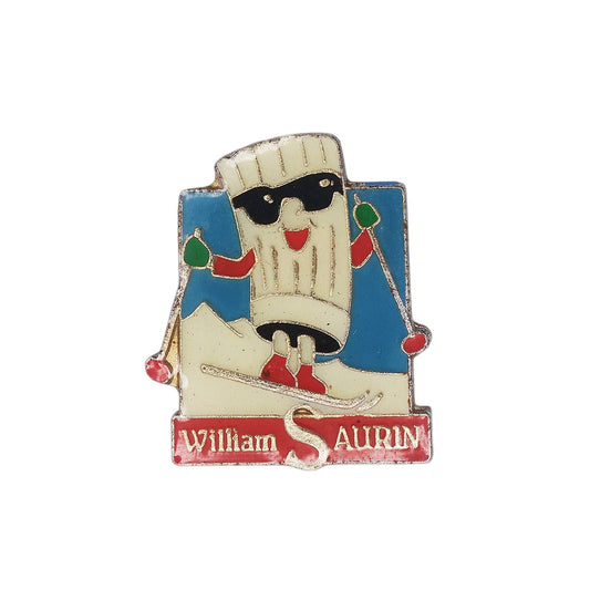 William SAURIN スキーをするコック帽のキャラクター ピンズ