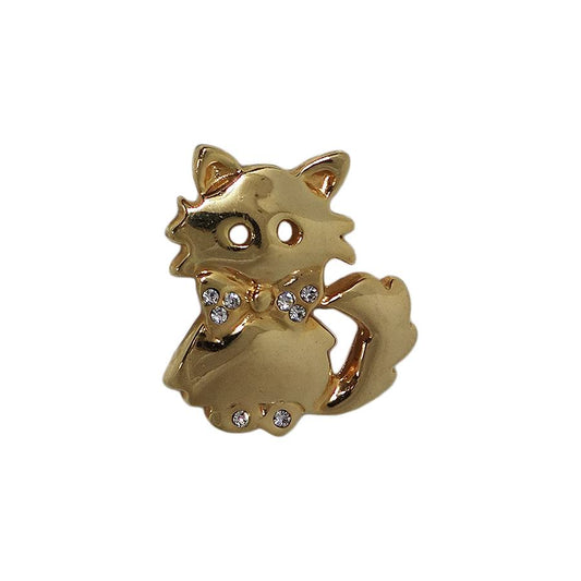 猫 ピンズ ラインストーン 留め具付き