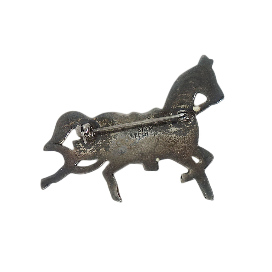 馬 スターリングシルバー ヴィンテージ ブローチ SIAM STERLING