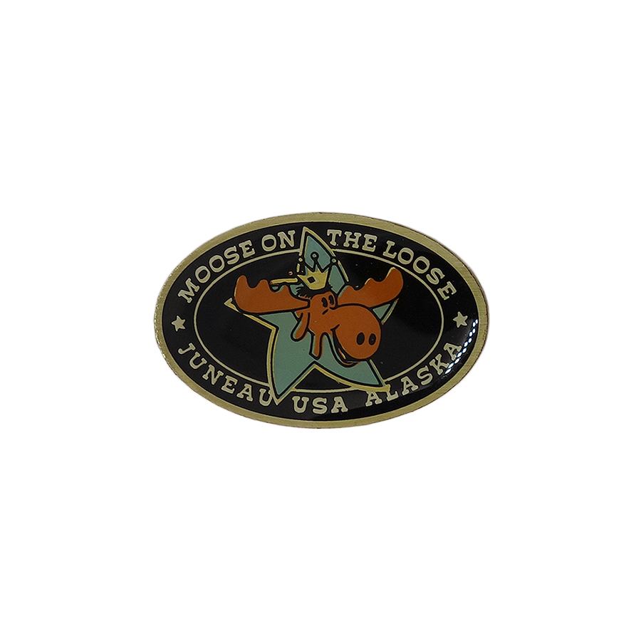 MOOSE ON THE LOOSE ピンズ ALASKA ムース 留め具付き
