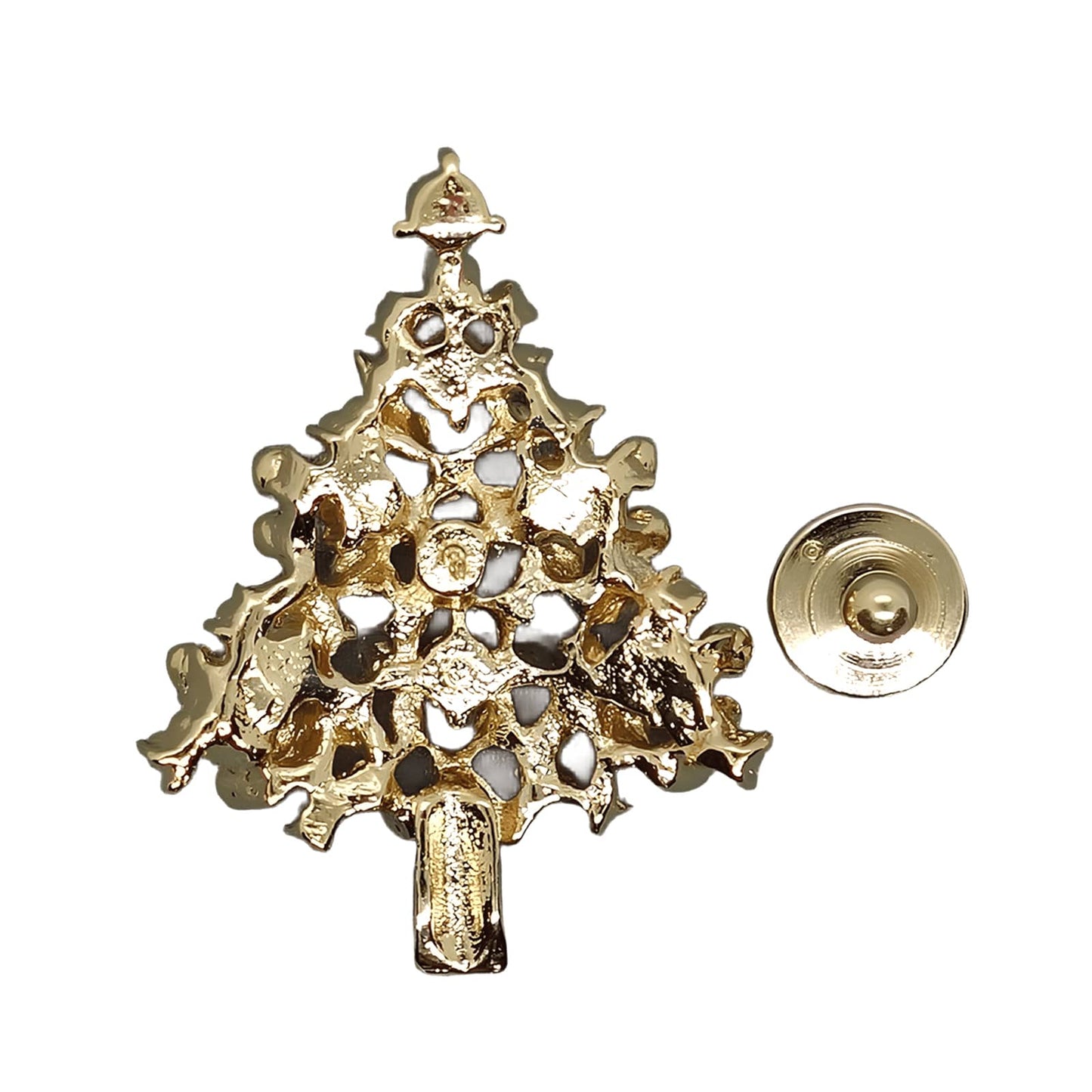 クリスマスツリー ピンズ 金色 ラインストーン装飾