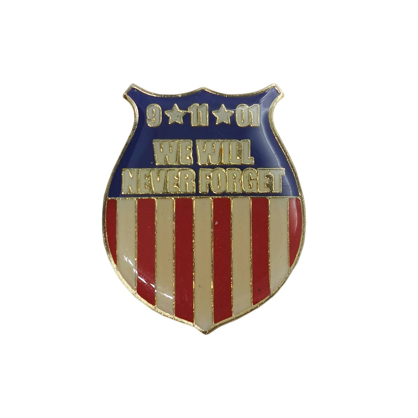 WE WILL NEVER FORGET ピンズ 9.11 アメリカ同時多発テロ 留め具付き