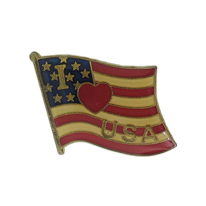I Love USA 星条旗 ピンズ 国旗 留め具付き