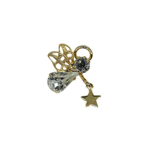 星を持った天使 ピンズ ラインストーン エンジェル 留め具付き