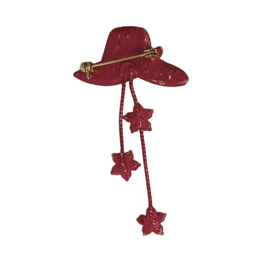 赤い帽子 花 ブローチ Red Hat Society ラインストーン