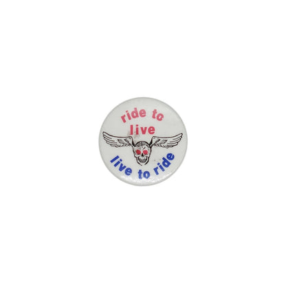 ride to live live to ride 缶バッジ バッチ バイカー スカルウイング