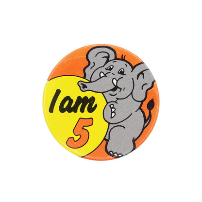 I am 5 ゾウ 缶バッジ バッチ 5歳 誕生日