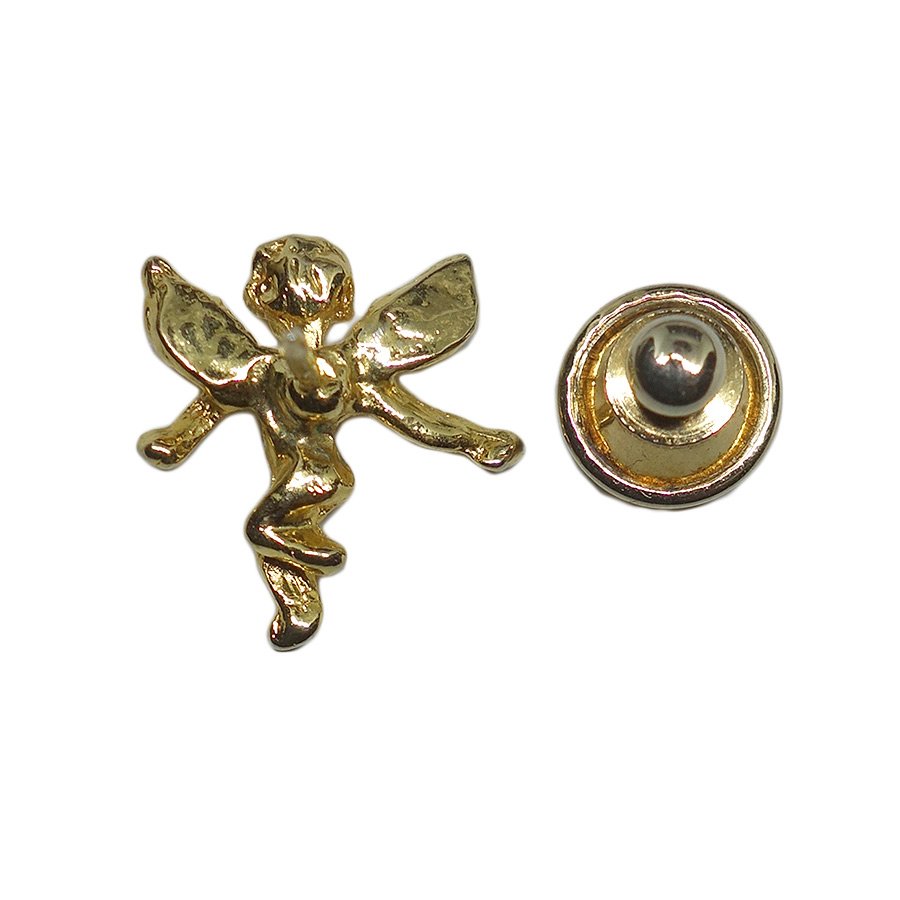 天使 ピンズ 金色 留め具付き