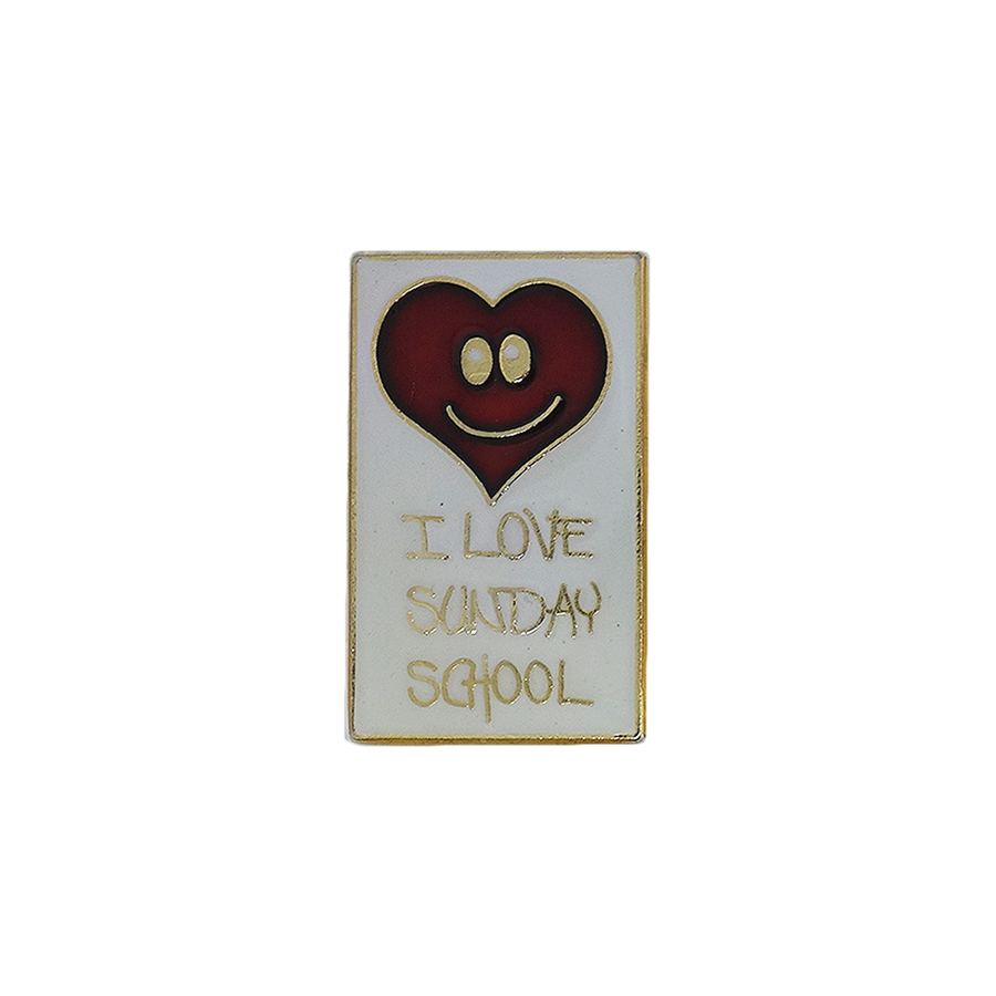 I LOVE SUNDAY SCHOOL ピンズ ハート 留め具付き