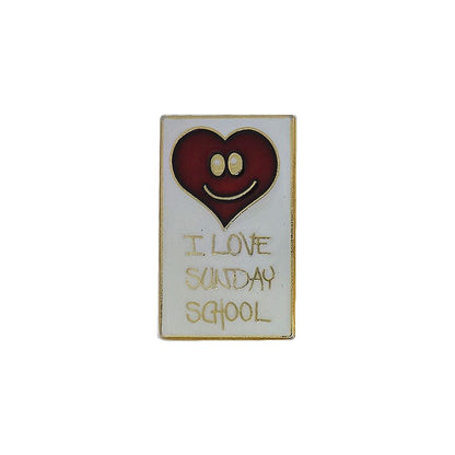 I LOVE SUNDAY SCHOOL ピンズ ハート 留め具付き