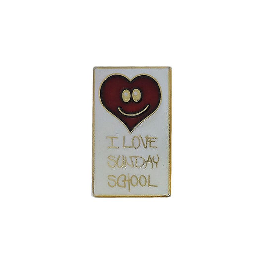 I LOVE SUNDAY SCHOOL ピンズ ハート 留め具付き