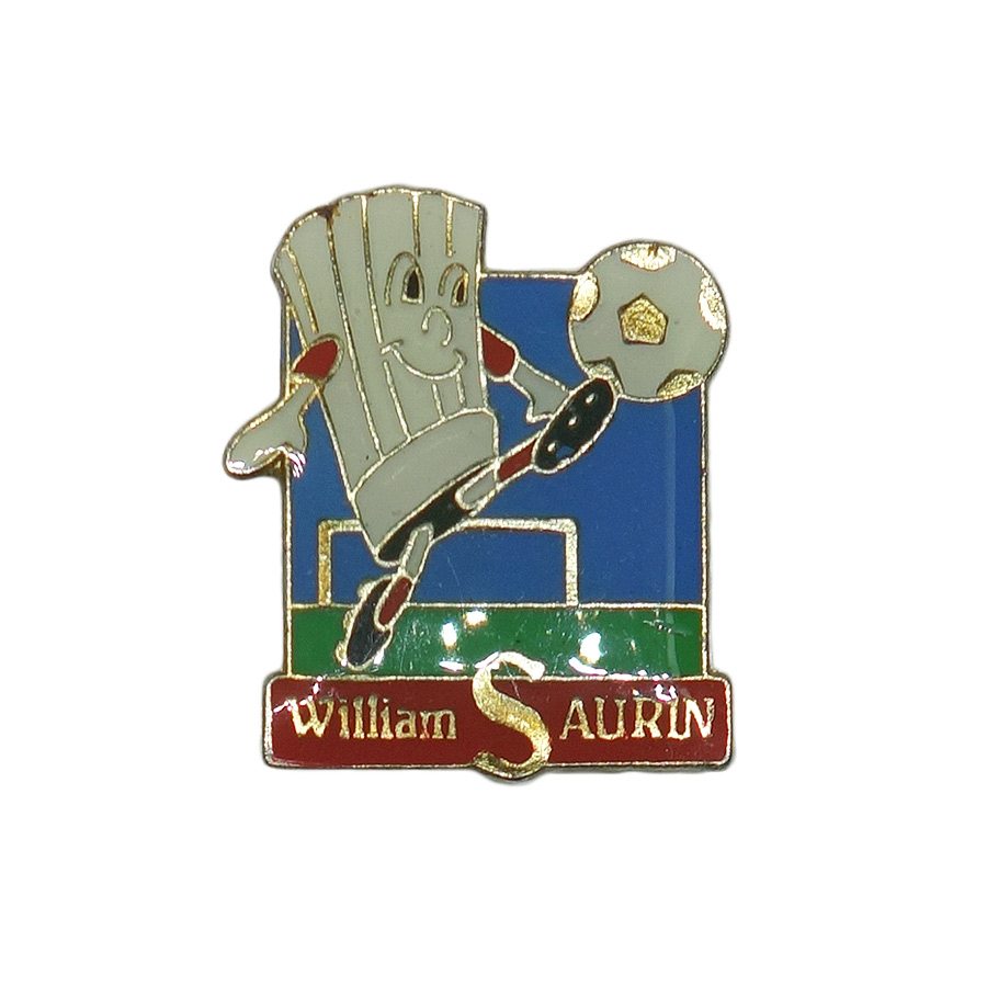 ピンズ William SAURIN サッカーをするコック帽のキャラクター 留め具付き レトロ ピン