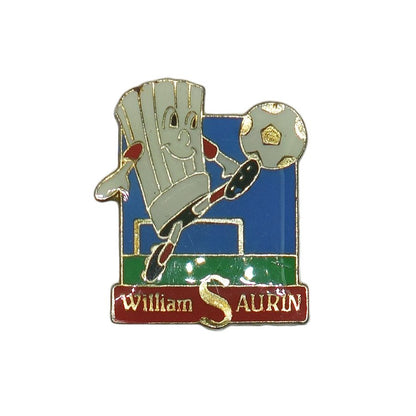 ピンズ William SAURIN サッカーをするコック帽のキャラクター 留め具付き レトロ ピン