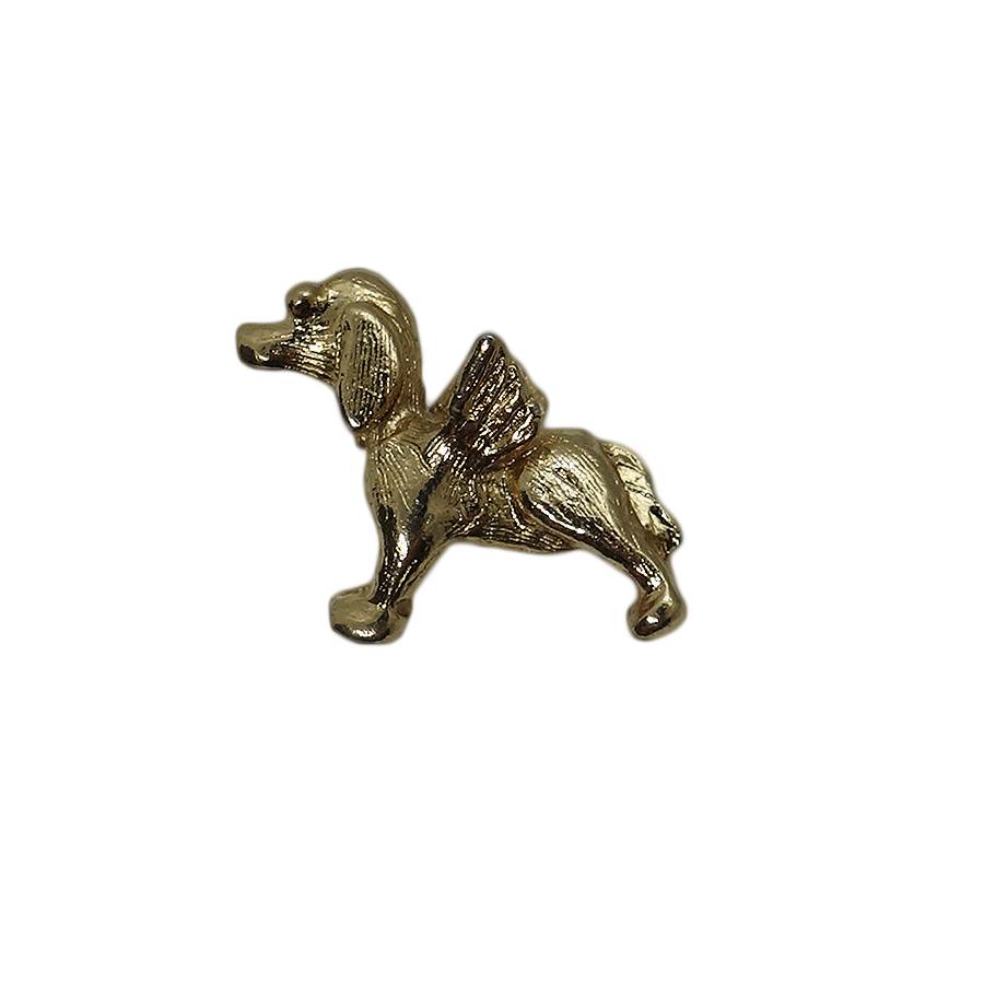 翼の生えた犬 ピンズ 羽 金色 留め具付き