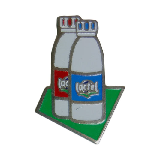 ピンズ ミルク 牛乳瓶 Lactel 留め具付き ピンバッジ