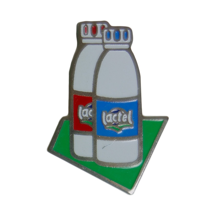 ピンズ ミルク 牛乳瓶 Lactel 留め具付き ピンバッジ