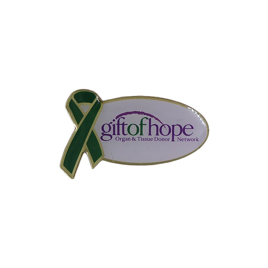 Gift of hope ピンズ グリーンリボン 留め具付き