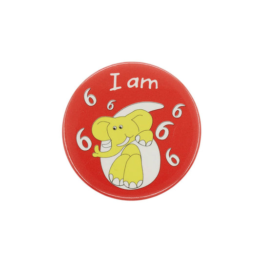 I am 6 ゾウ 缶バッジ バッチ 6歳 誕生日