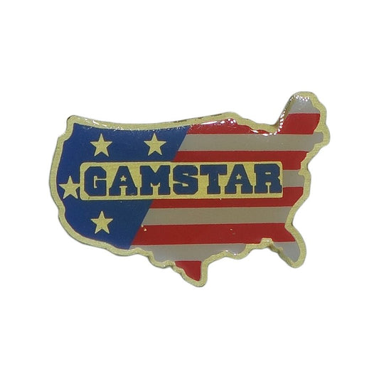 GAMSTAR ピンズ 星条旗 地図型 留め具付き レトロ