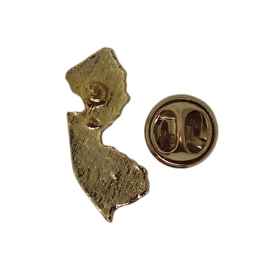 ニュージャージー州 地図型 ピンズ NJ & You 金色 留め具付き