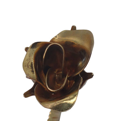 一輪の薔薇 ブローチ 花 金色