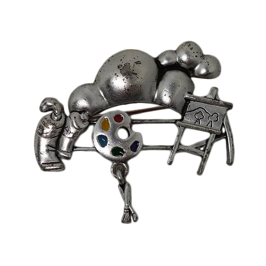 絵描き道具 ブローチ 絵具 パレット キャンバス
