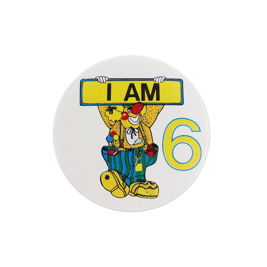 I AM 6 ピエロ 缶バッジ バッチ 6歳 誕生日