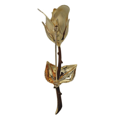 一輪の薔薇 ブローチ 花 金色