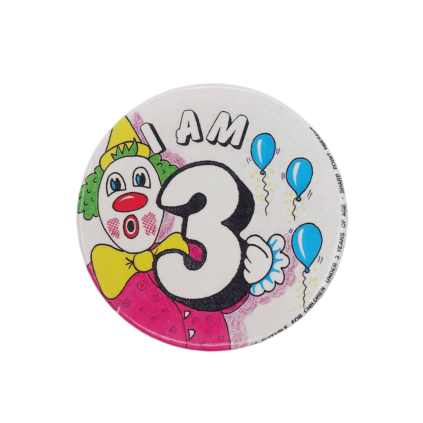 I AM 3 ピエロ 缶バッジ バッチ 3歳 誕生日
