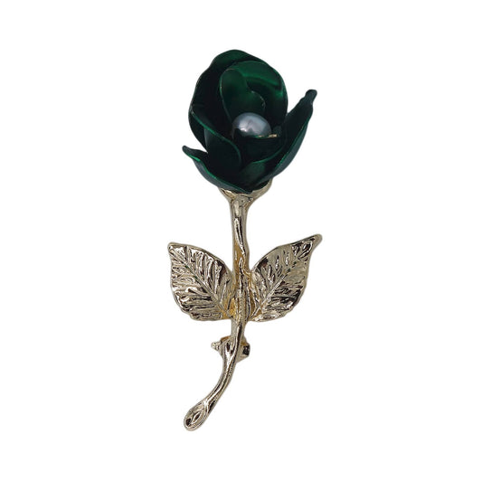 緑の薔薇 ブローチ 花